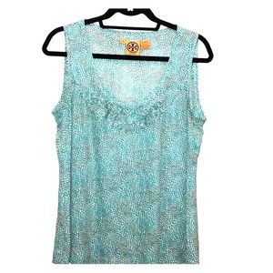 Tory Burch sleeveless shell with ruffled trim